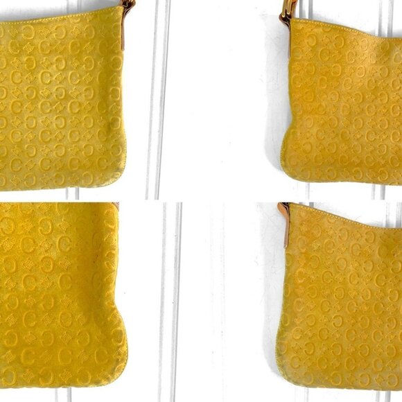 CELINE LEATHER BAG YELLOW SUEDE C MACADAM HANDBAG FRANCE DESIGNER SHOULDER  BAG - Picture 11 of 17